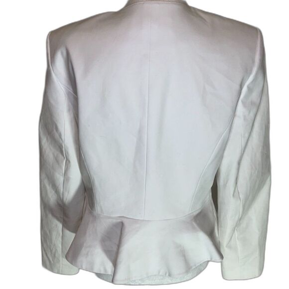 Calvin Klein Peplum White Blazer Jacket Gold Zip Designer Womens - Picture 3 of 6